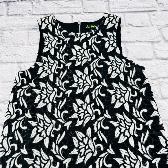 SAM EDELMAN Dress Womans Medium Black White Lace Sheath Sleeveless Embroidereded - Picture 2 of 10